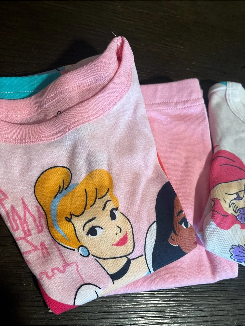 Disney Princess Girls Size 4 Long Sleeve Pajama Set, Pink & White, New w/o tags